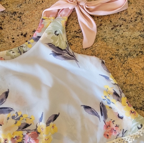 Two piece summer top and bottom size small light blue and pink boho - Picture 4 of 6